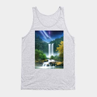 forest waterfall under starry sky Tank Top